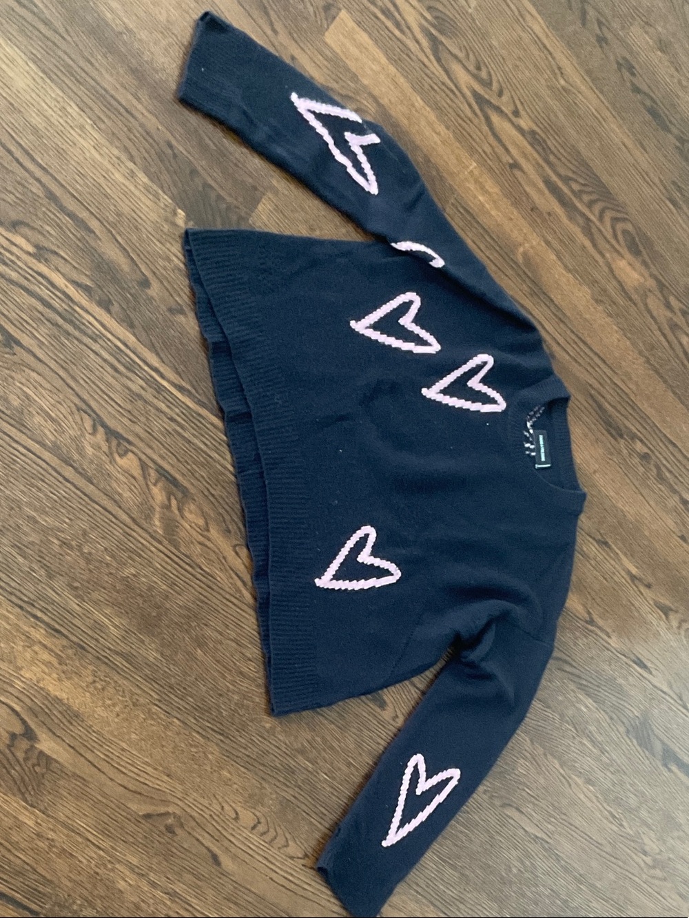 Zadig & Voltaire Navy Sweater with Pink Heart Motifs